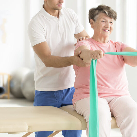 Elderly woman doing exercises